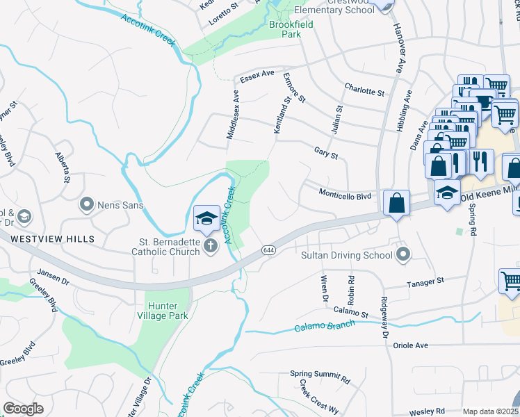 map of restaurants, bars, coffee shops, grocery stores, and more near 6425 Julian Street in Springfield