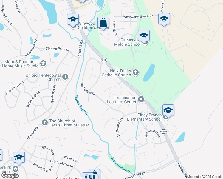 map of restaurants, bars, coffee shops, grocery stores, and more near 13725 Laurianne Terrace in Gainesville