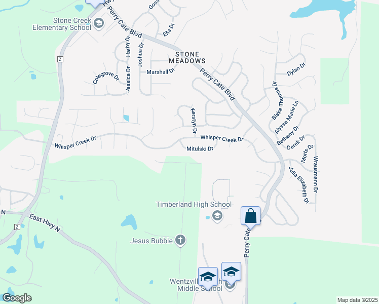 map of restaurants, bars, coffee shops, grocery stores, and more near 342 Mitulski Drive in Wentzville