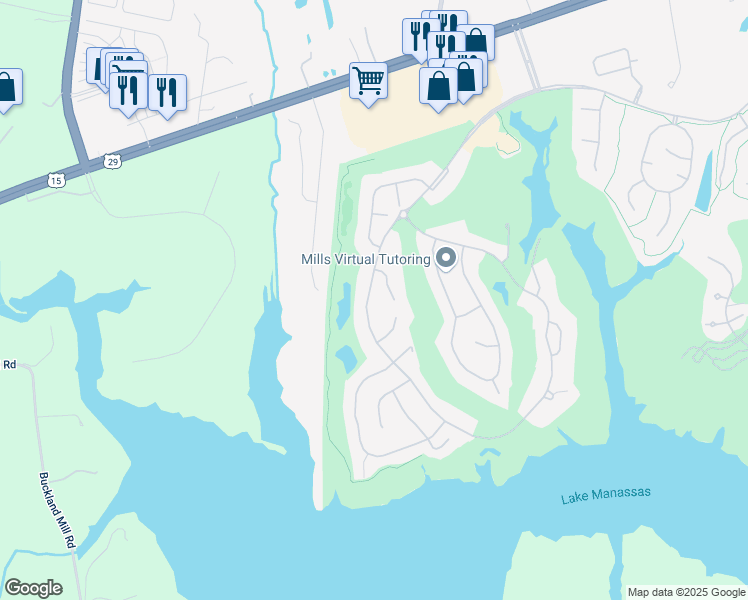 map of restaurants, bars, coffee shops, grocery stores, and more near 15701 Spyglass Hill Loop in Gainesville