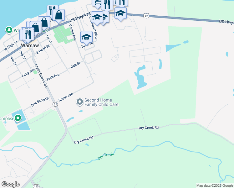 map of restaurants, bars, coffee shops, grocery stores, and more near in Warsaw