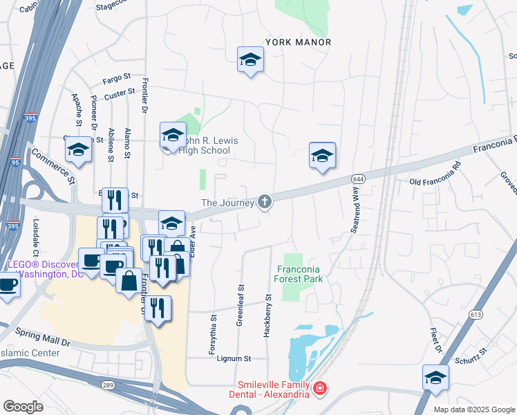 map of restaurants, bars, coffee shops, grocery stores, and more near 6450 Summerton Court in Springfield