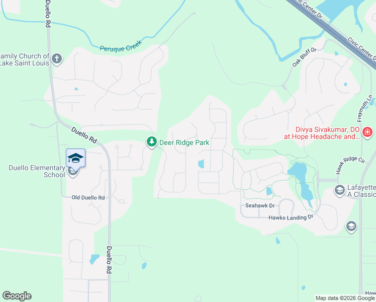 map of restaurants, bars, coffee shops, grocery stores, and more near 171 Hidden Bluffs Drive in Lake Saint Louis