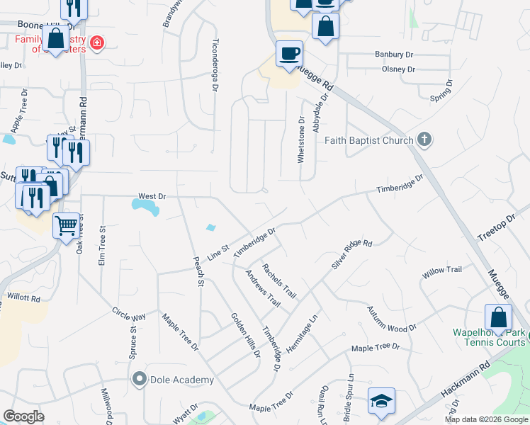 map of restaurants, bars, coffee shops, grocery stores, and more near 1808 Rosebud Way in St. Peters