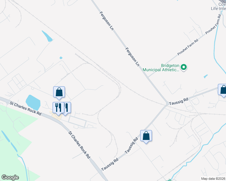 map of restaurants, bars, coffee shops, grocery stores, and more near 196 Northwest Industrial Court in Bridgeton