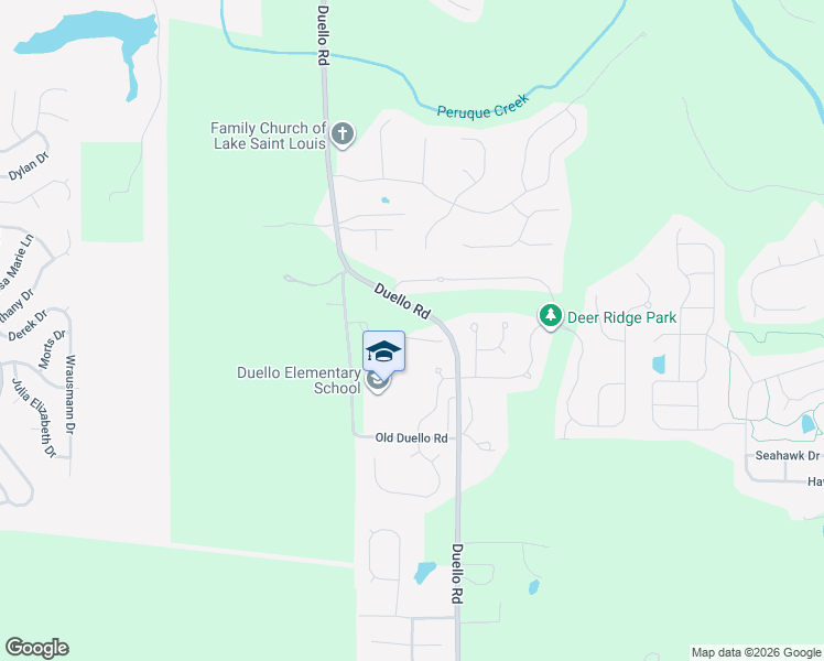 map of restaurants, bars, coffee shops, grocery stores, and more near 1752 Duello Road in O'Fallon