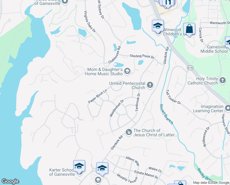map of restaurants, bars, coffee shops, grocery stores, and more near 8325 Crimson Crossing Way in Gainesville