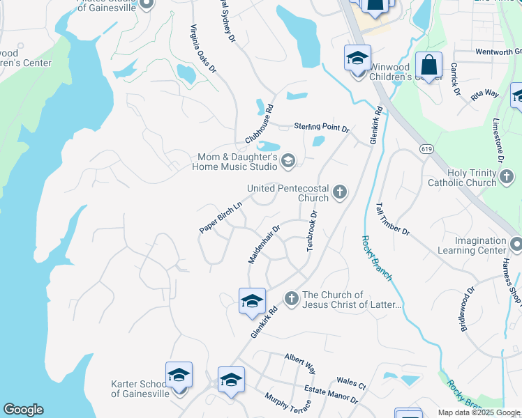 map of restaurants, bars, coffee shops, grocery stores, and more near 8325 Crimson Crossing Way in Gainesville