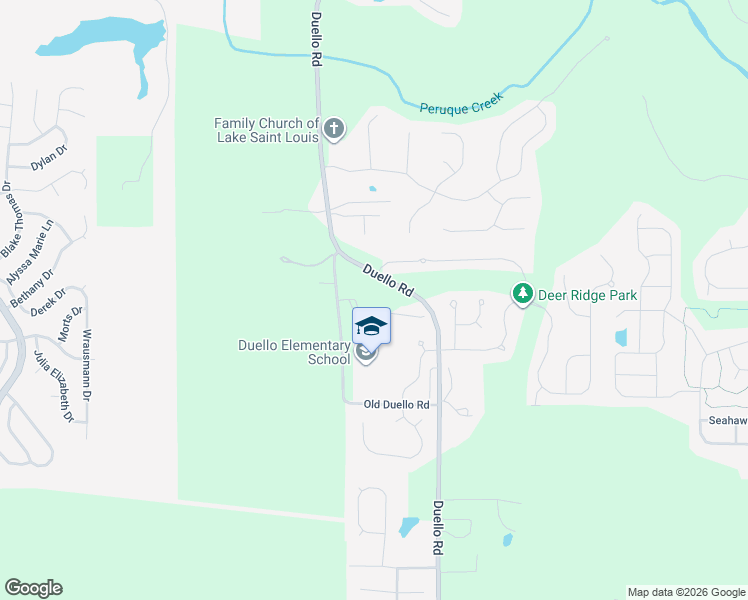 map of restaurants, bars, coffee shops, grocery stores, and more near 1752 Duello Road in O'Fallon