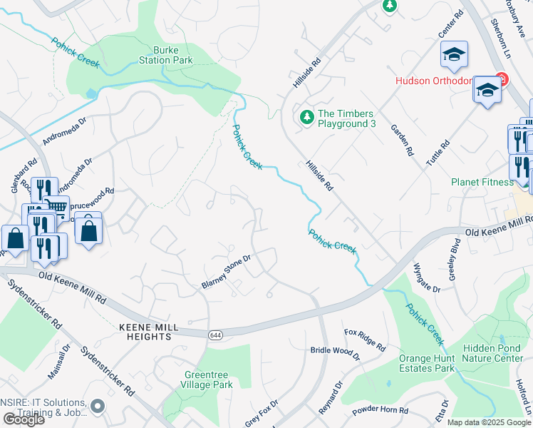 map of restaurants, bars, coffee shops, grocery stores, and more near 6356 Shaundale Drive in Springfield