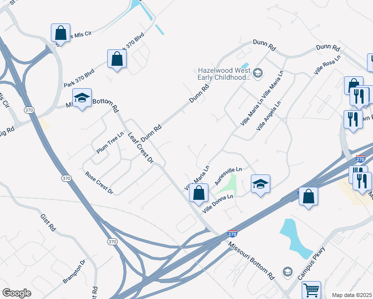 map of restaurants, bars, coffee shops, grocery stores, and more near 1656 Carey Court in Hazelwood