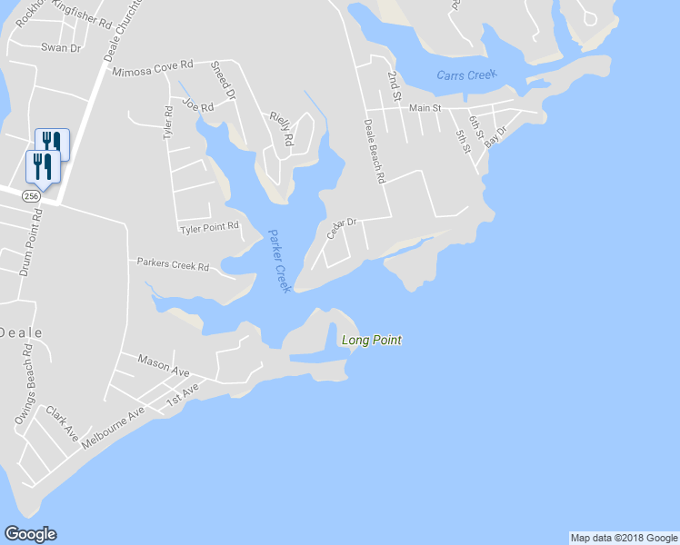 map of restaurants, bars, coffee shops, grocery stores, and more near 807 Bay View Drive in Deale