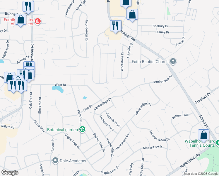 map of restaurants, bars, coffee shops, grocery stores, and more near 1808 Rosebud Way in St. Peters