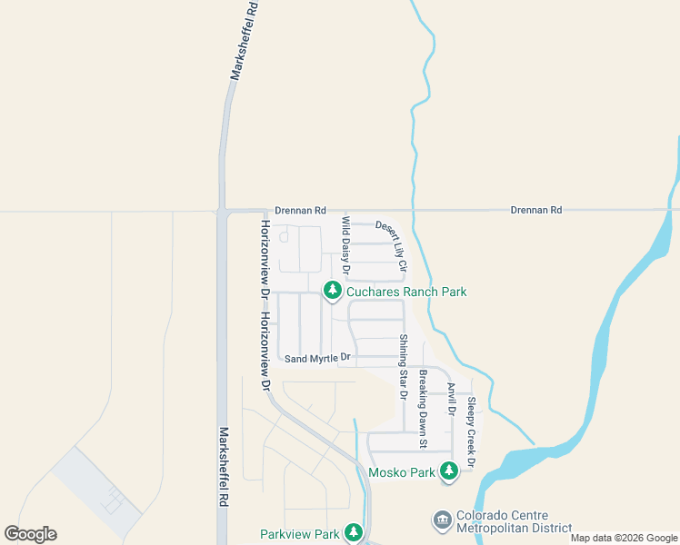 map of restaurants, bars, coffee shops, grocery stores, and more near 3644 Wild Daisy Drive in Colorado Springs