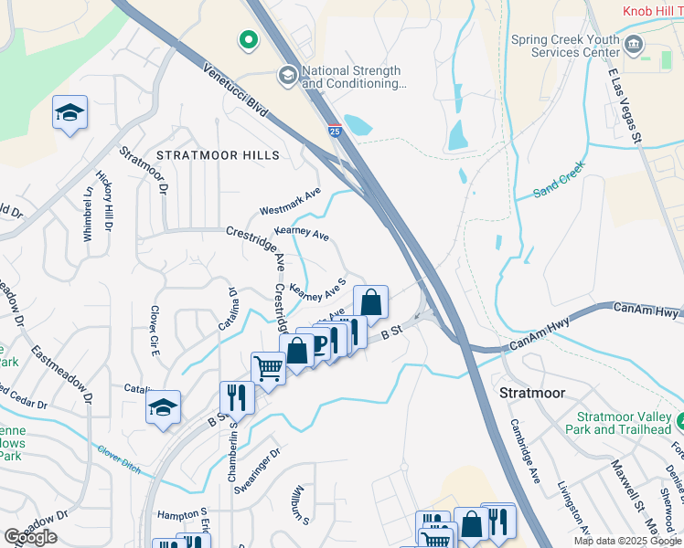 map of restaurants, bars, coffee shops, grocery stores, and more near 474 Kearney Avenue in Colorado Springs