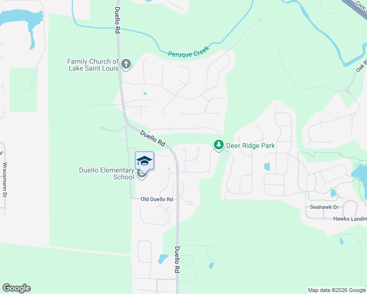 map of restaurants, bars, coffee shops, grocery stores, and more near 637 Creek Bend Drive in Lake Saint Louis