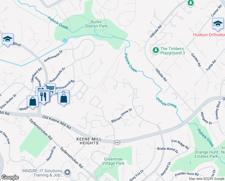 map of restaurants, bars, coffee shops, grocery stores, and more near 9022 Mulvaney Court in Springfield