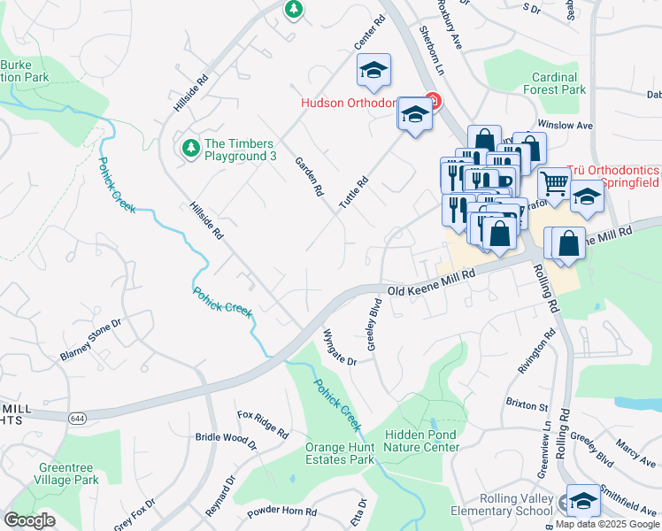 map of restaurants, bars, coffee shops, grocery stores, and more near 6322 Cardinal Hill Place in West Springfield