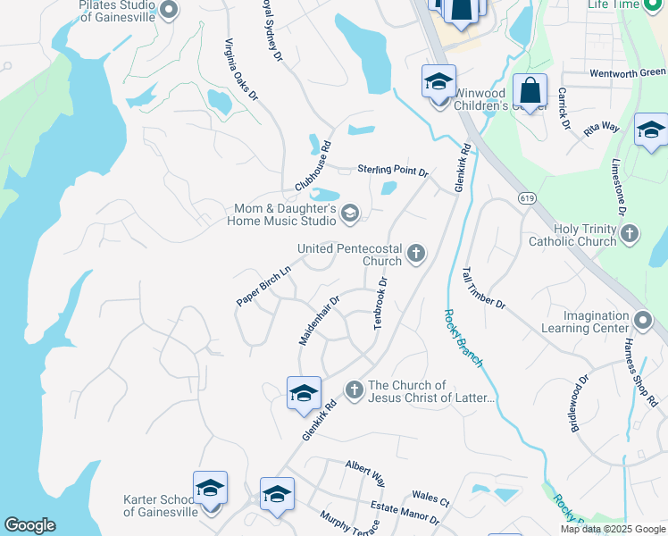 map of restaurants, bars, coffee shops, grocery stores, and more near 8311 Crimson Crossing Way in Gainesville