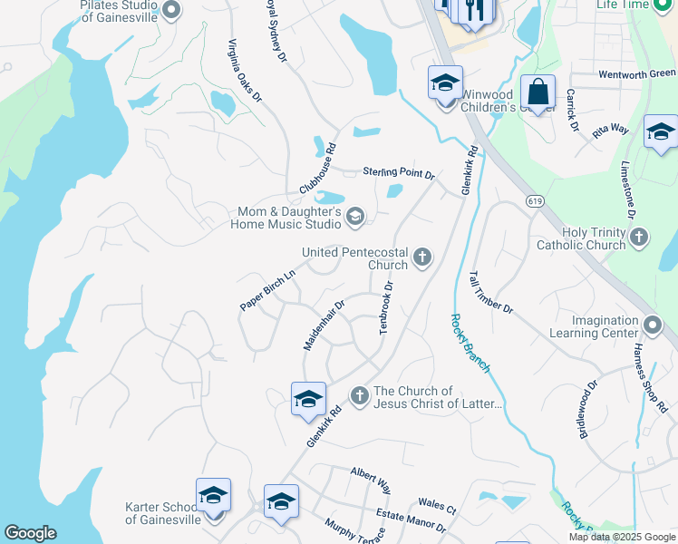 map of restaurants, bars, coffee shops, grocery stores, and more near 8311 Crimson Crossing Way in Gainesville