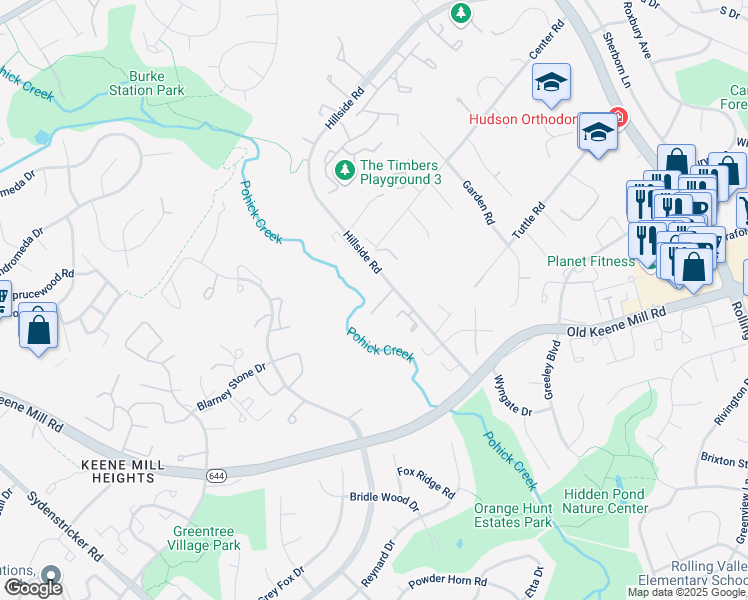 map of restaurants, bars, coffee shops, grocery stores, and more near 8802 Cameo Square in Springfield