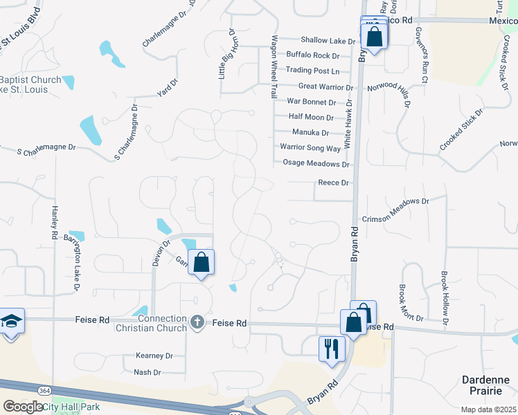 map of restaurants, bars, coffee shops, grocery stores, and more near 918 Hampshire Heath Drive in O'Fallon