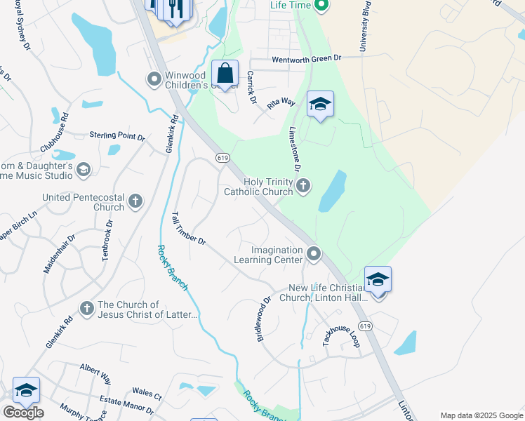 map of restaurants, bars, coffee shops, grocery stores, and more near 8207 Peggy's Court in Gainesville