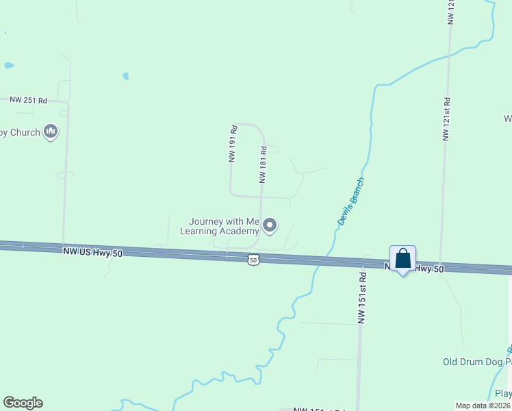 map of restaurants, bars, coffee shops, grocery stores, and more near 131 Northwest 191 Road in Warrensburg