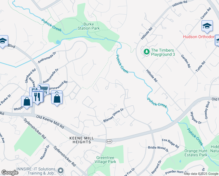 map of restaurants, bars, coffee shops, grocery stores, and more near 9011 Mulvaney Court in Springfield