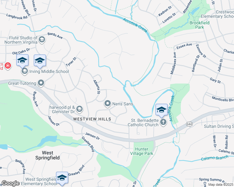 map of restaurants, bars, coffee shops, grocery stores, and more near 7703 Martel Place in West Springfield
