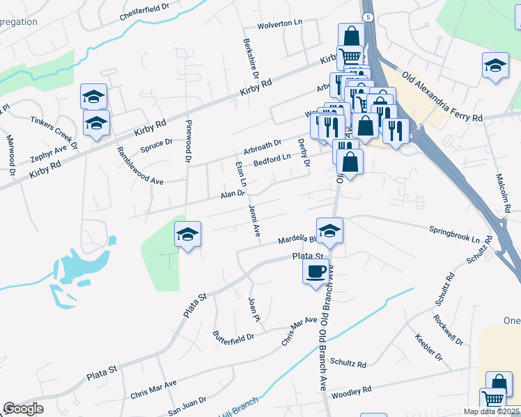 map of restaurants, bars, coffee shops, grocery stores, and more near 6003 Lottie Place in Clinton