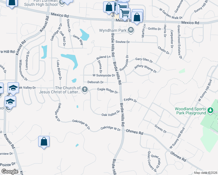 map of restaurants, bars, coffee shops, grocery stores, and more near 414 Eagle Ridge Drive in Saint Peters