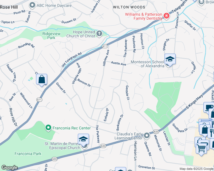 map of restaurants, bars, coffee shops, grocery stores, and more near 3719 Logan Court in Alexandria