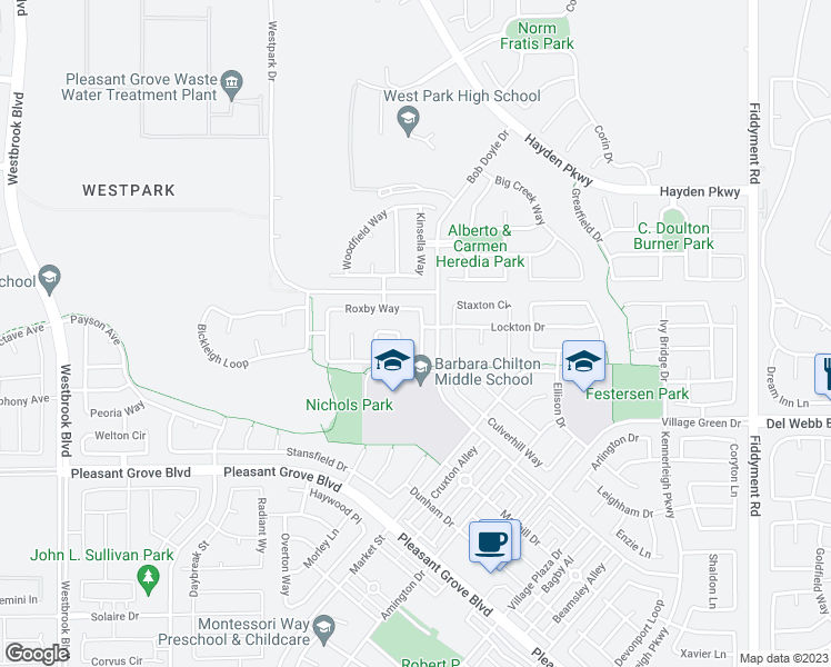 map of restaurants, bars, coffee shops, grocery stores, and more near 2518 Woodgate Way in Roseville