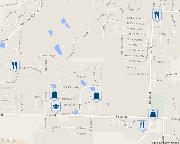 map of restaurants, bars, coffee shops, grocery stores, and more near 816 Brockwell Drive in O'Fallon