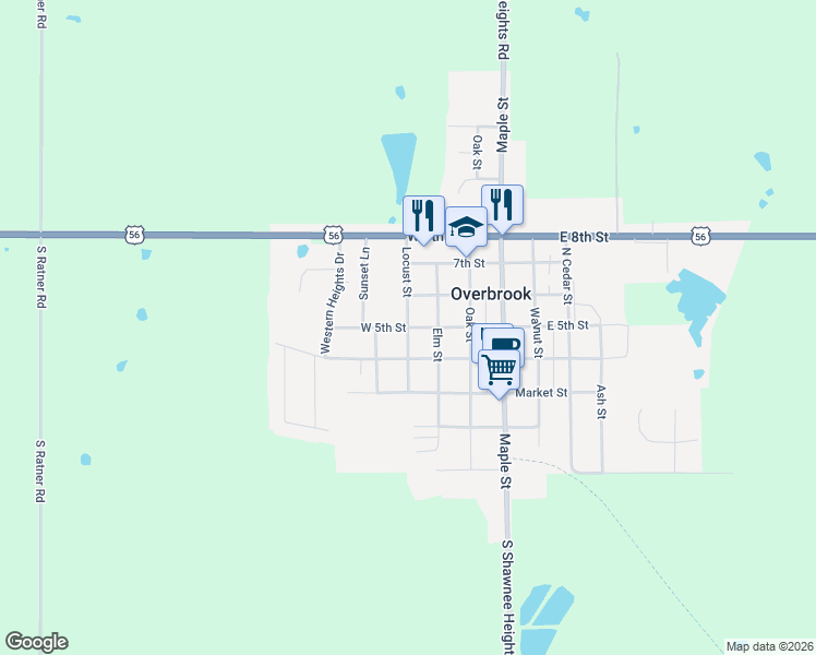 map of restaurants, bars, coffee shops, grocery stores, and more near 401 West 5th Street in Overbrook
