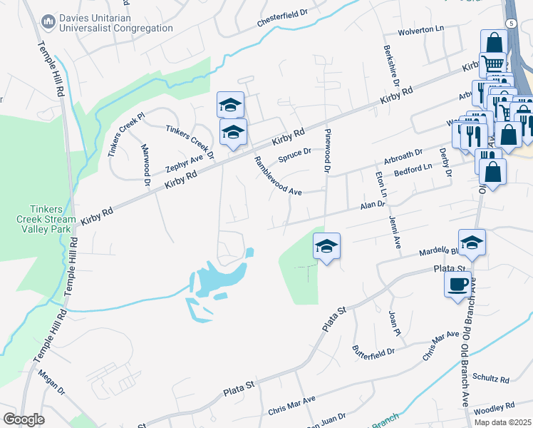 map of restaurants, bars, coffee shops, grocery stores, and more near 7901 Shirley Court in Clinton