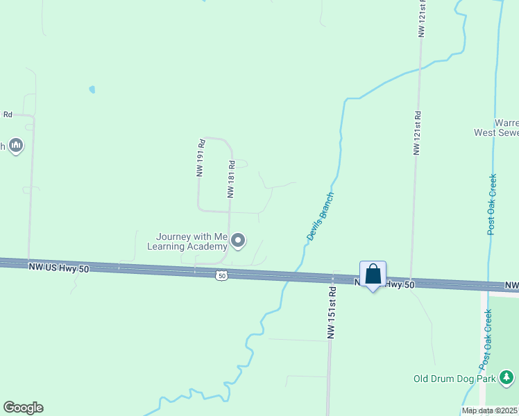 map of restaurants, bars, coffee shops, grocery stores, and more near 126 Northwest 171 Road in Warrensburg