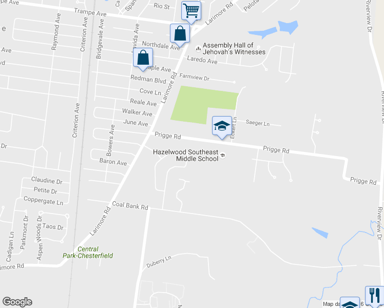 map of restaurants, bars, coffee shops, grocery stores, and more near 947 Briarbrae Drive in St. Louis