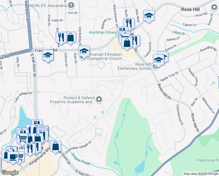 map of restaurants, bars, coffee shops, grocery stores, and more near 5136 Ballycastle Circle in Alexandria