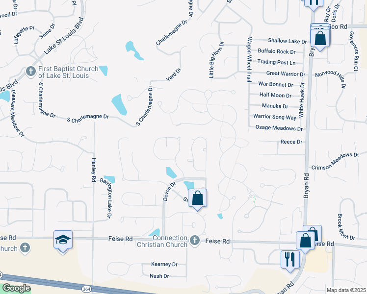map of restaurants, bars, coffee shops, grocery stores, and more near 816 Brockwell Drive in O'Fallon