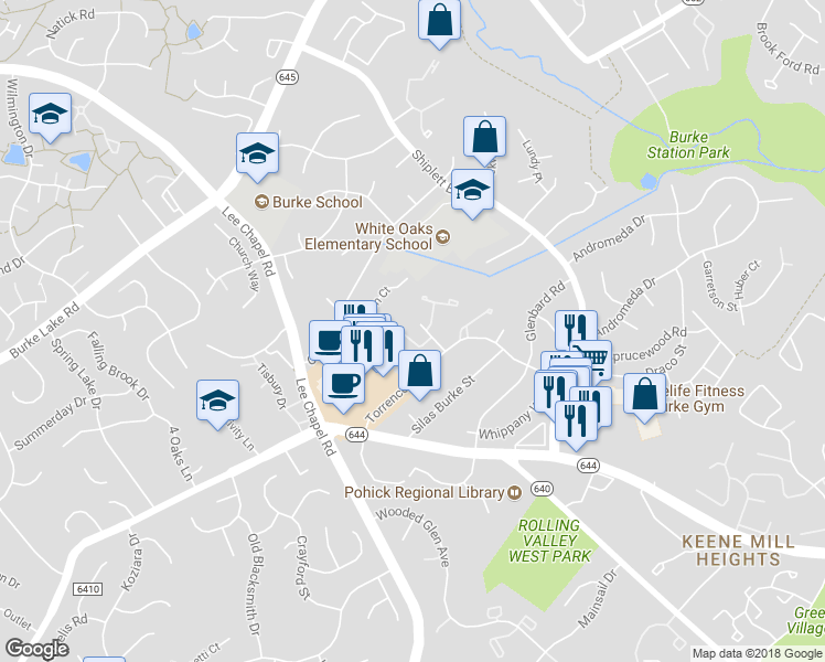 map of restaurants, bars, coffee shops, grocery stores, and more near 9461 Cloverdale Court in Burke