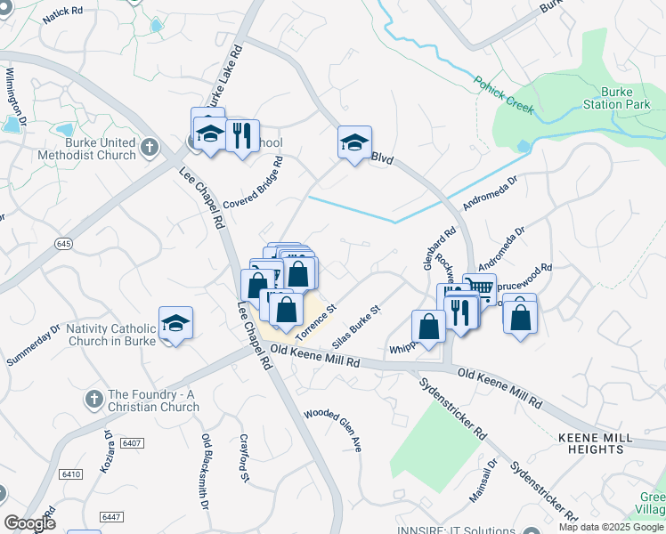 map of restaurants, bars, coffee shops, grocery stores, and more near 9461 Cloverdale Court in Burke