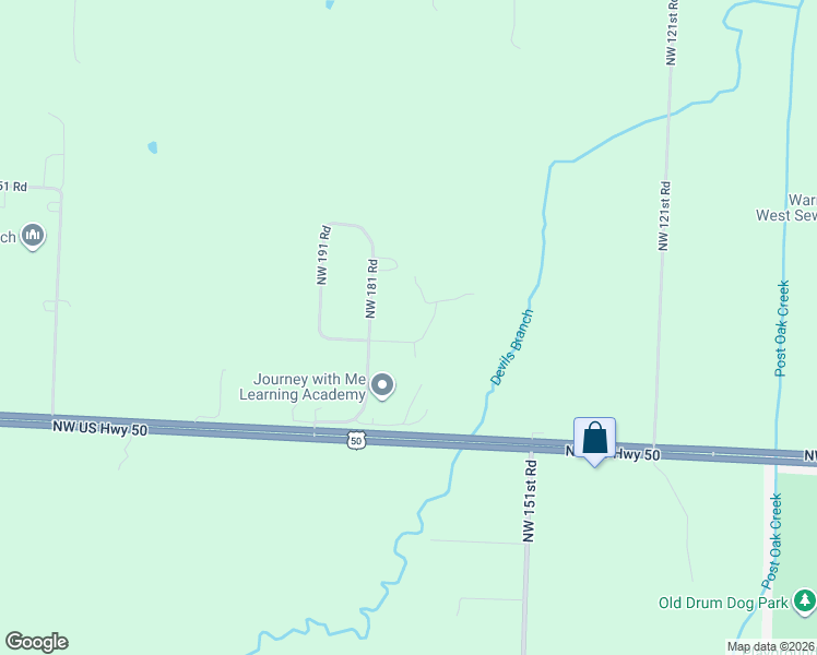 map of restaurants, bars, coffee shops, grocery stores, and more near 126 Northwest 171 Road in Warrensburg