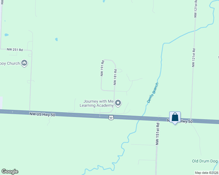 map of restaurants, bars, coffee shops, grocery stores, and more near 131 Northwest 191 Road in Warrensburg