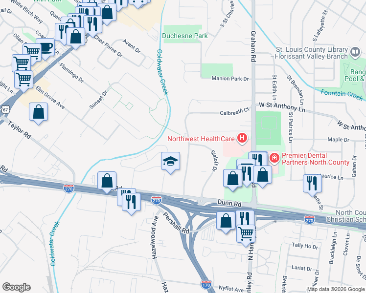 map of restaurants, bars, coffee shops, grocery stores, and more near 7483 Hazelcrest Drive in Hazelwood