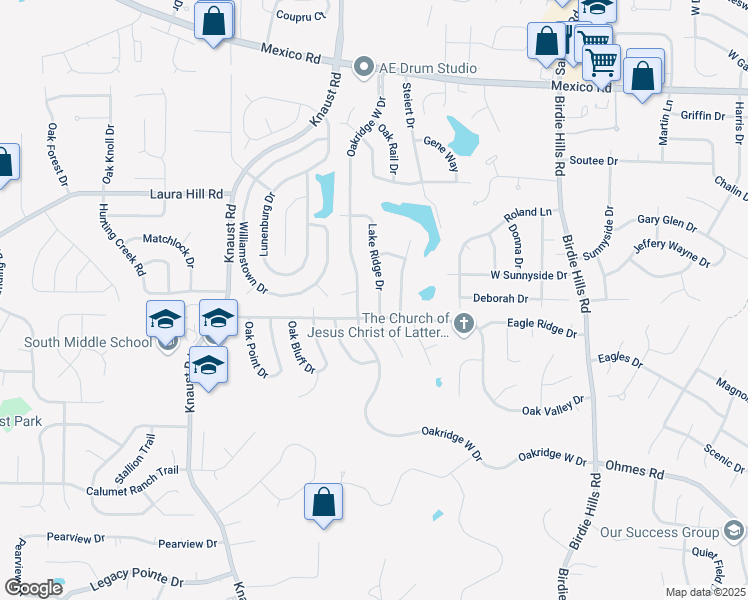 map of restaurants, bars, coffee shops, grocery stores, and more near 132 Lake Ridge Drive in St. Peters