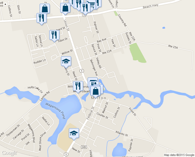 map of restaurants, bars, coffee shops, grocery stores, and more near 212 Chandler Street in Milton