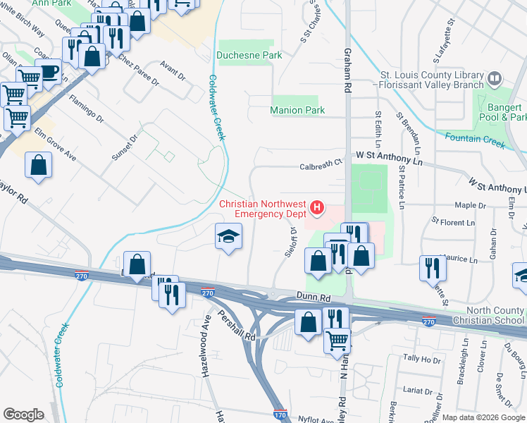 map of restaurants, bars, coffee shops, grocery stores, and more near 7483 Hazelcrest Drive in Hazelwood