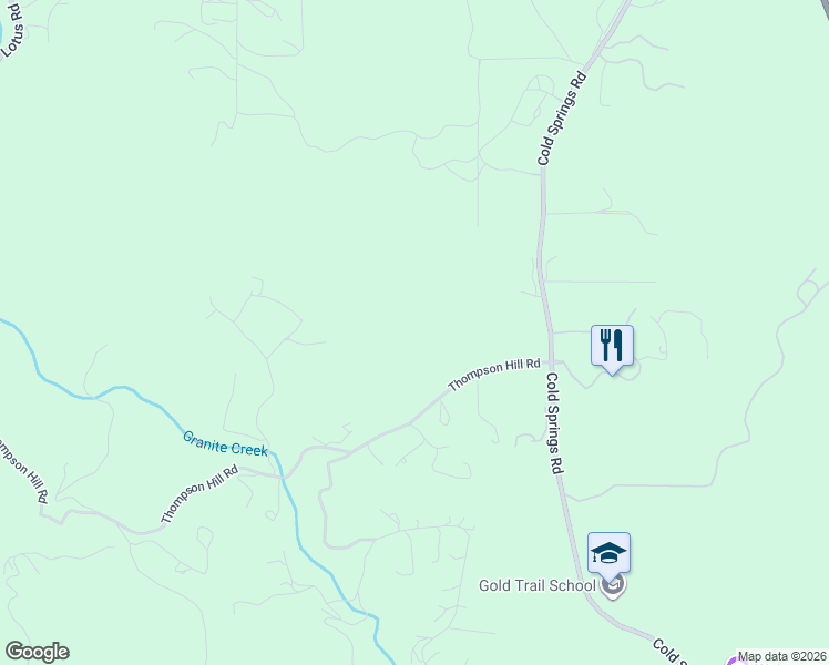 map of restaurants, bars, coffee shops, grocery stores, and more near 5661 Thompson Hill Road in Placerville